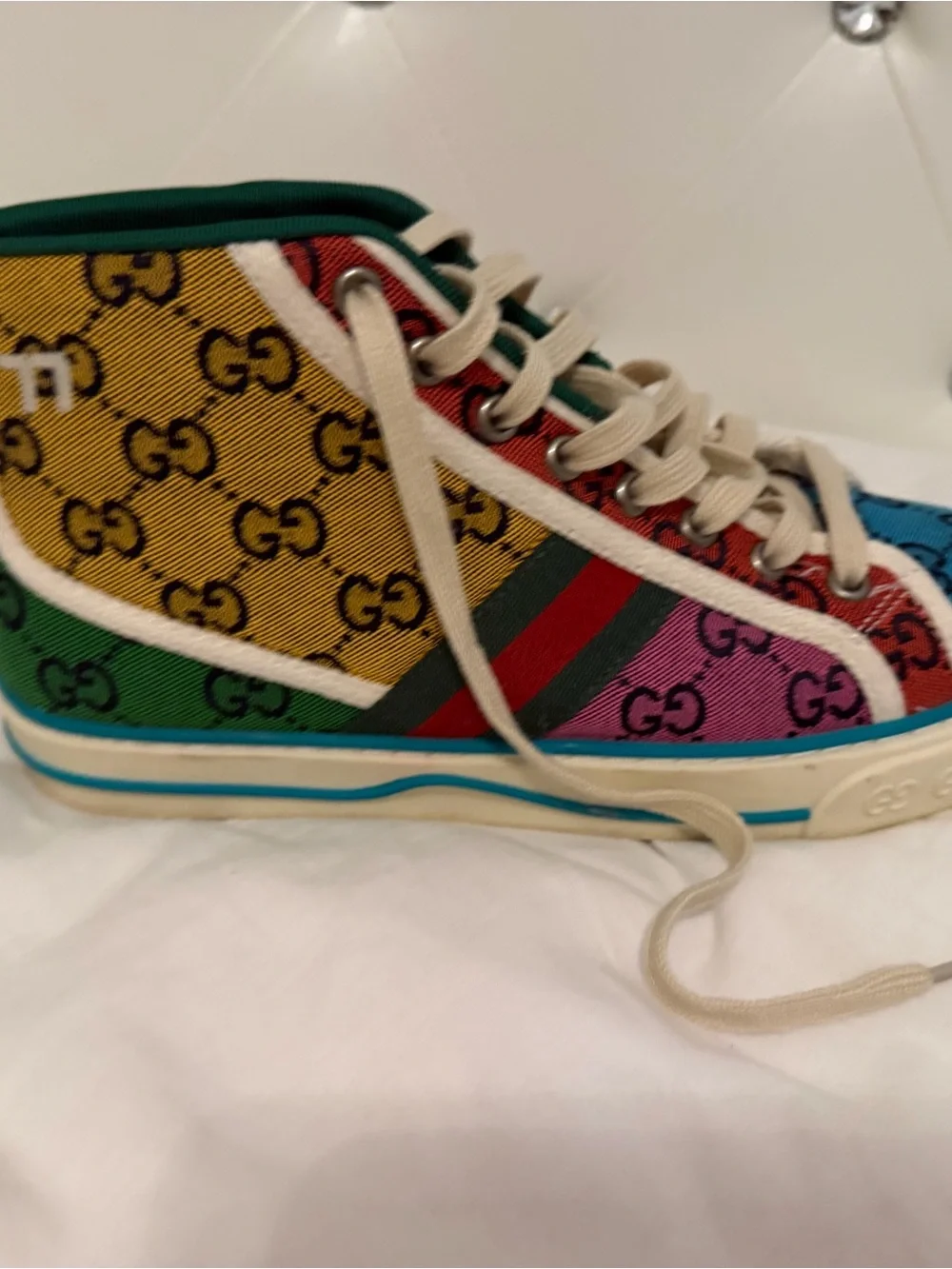 Gucci Kids Multicolor High-Top Logo Canvas Sneakers